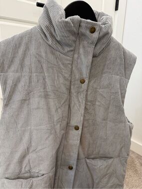 Light Gray Quilted Corduroy Puffer Vest